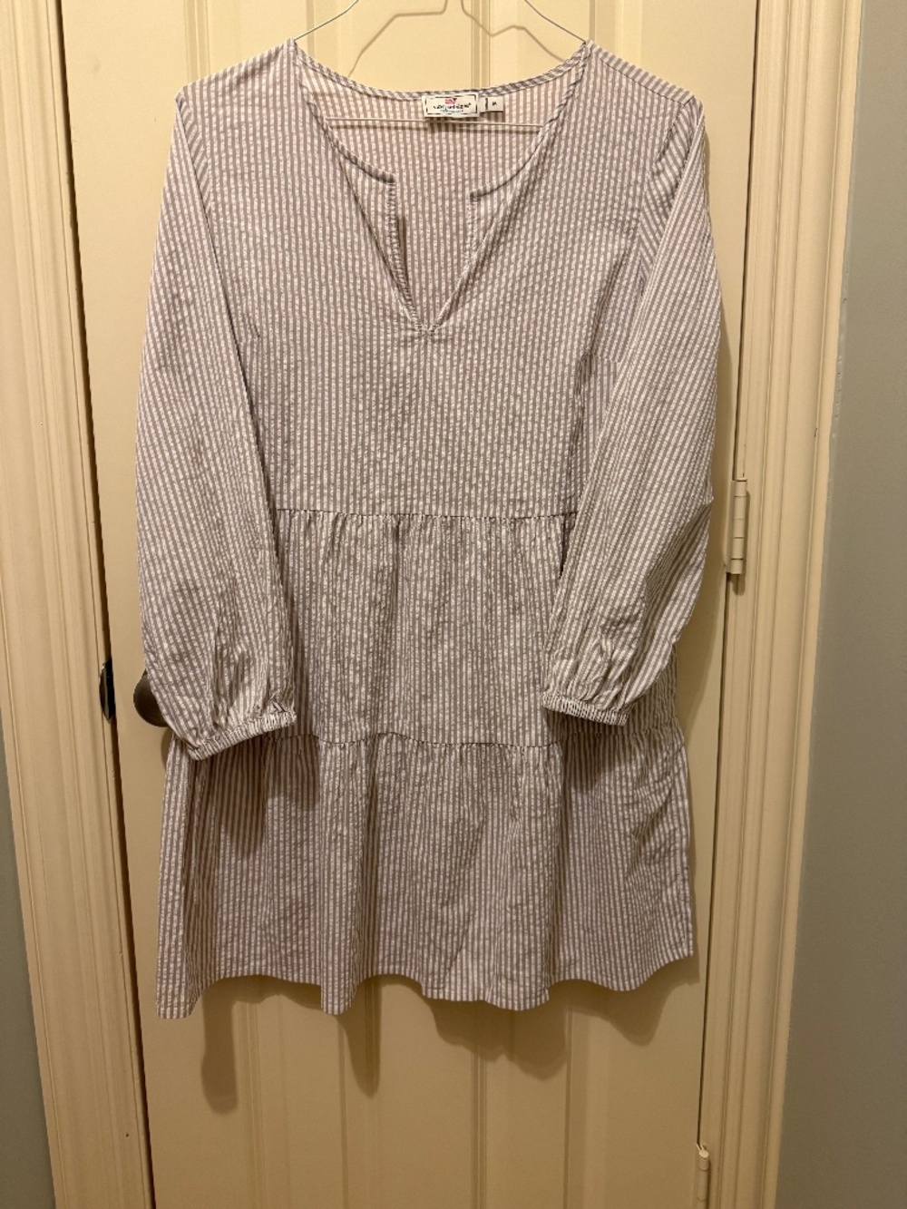 Vineyard Vines Performance Striped Tier dress.
